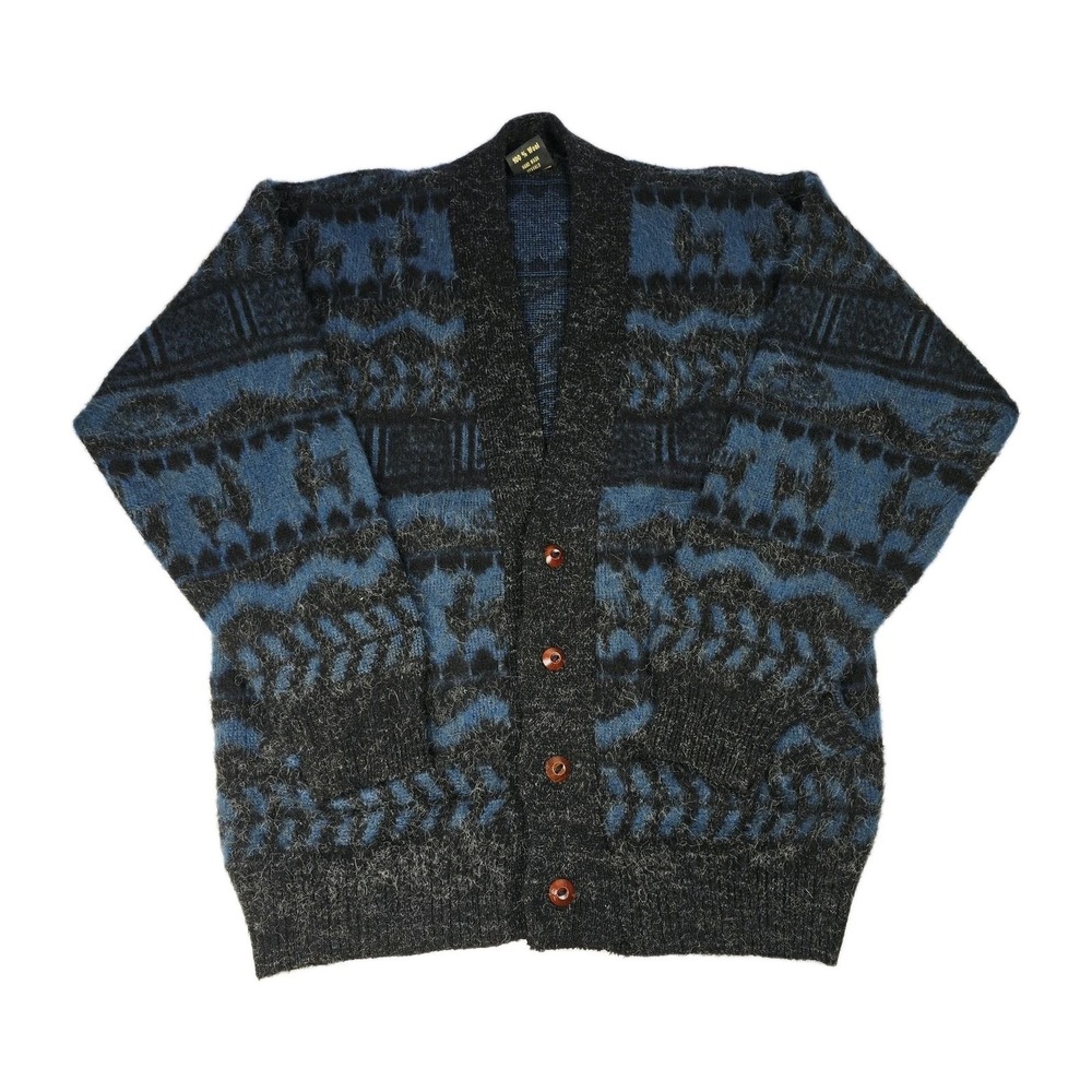 Vintage Tejidos Ruminahui Sweater Adult L WOOL Cardigan Aztec Alpaca Llama